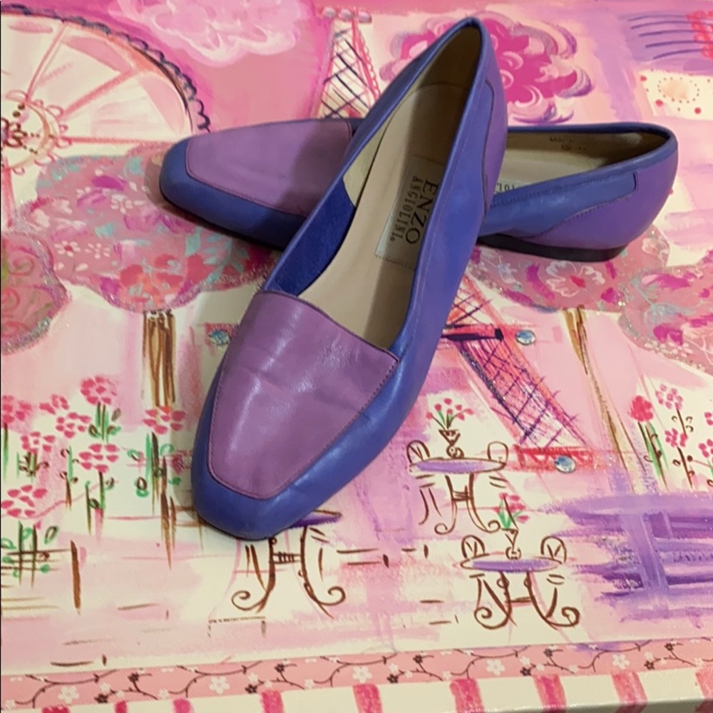 Enzo Angiolini blue & lavender leather loafers